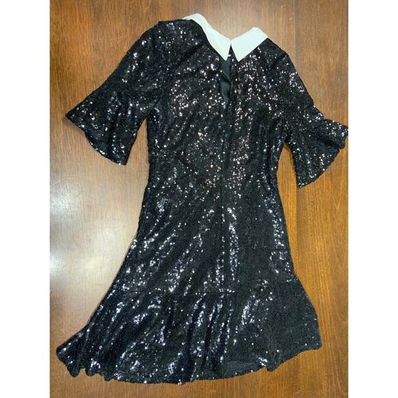 Venus Sequins Dress Women Small Black Neutral Preppy Dark Academia Halloween - Picture 3 of 11
